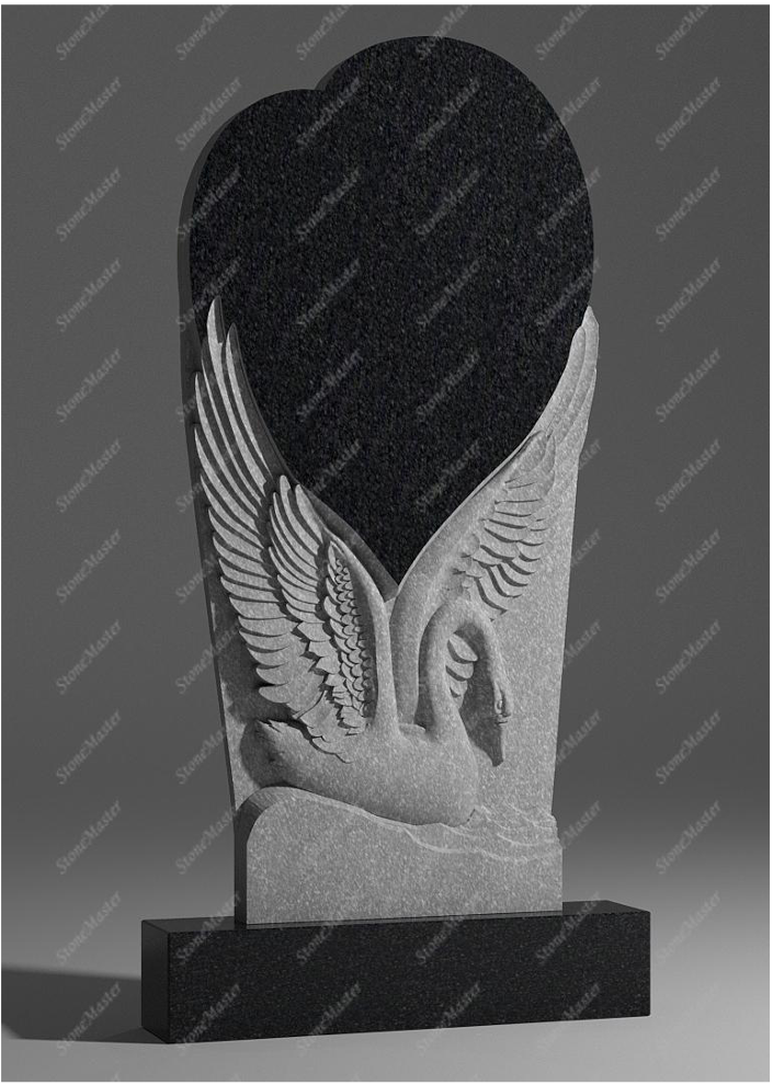 Памятник с лебедем и сердцем на могилу фигурный 314